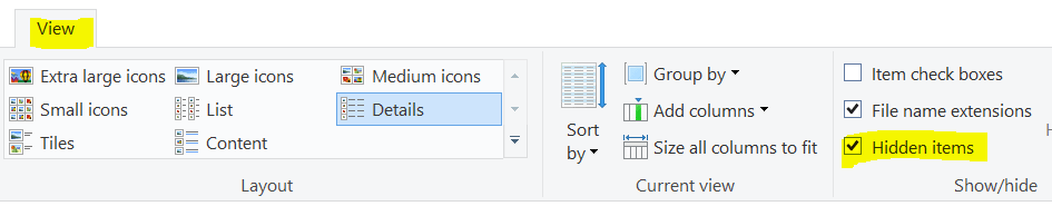show hidden folder